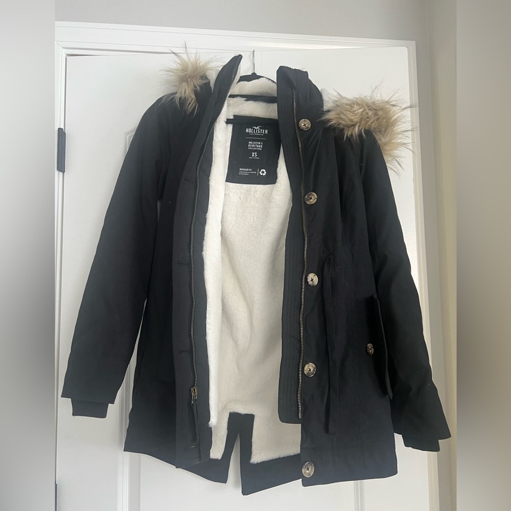 Hollister xs parka fur jacket